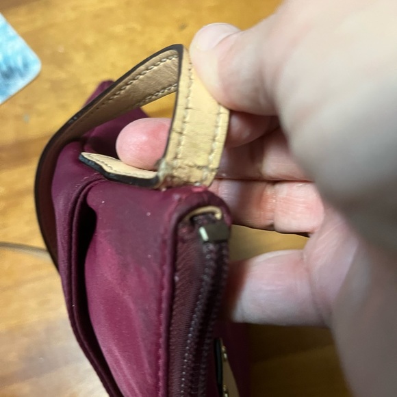 Kate Spade. Plum/wine. Crossbody. Tan strap. - Picture 10 of 12